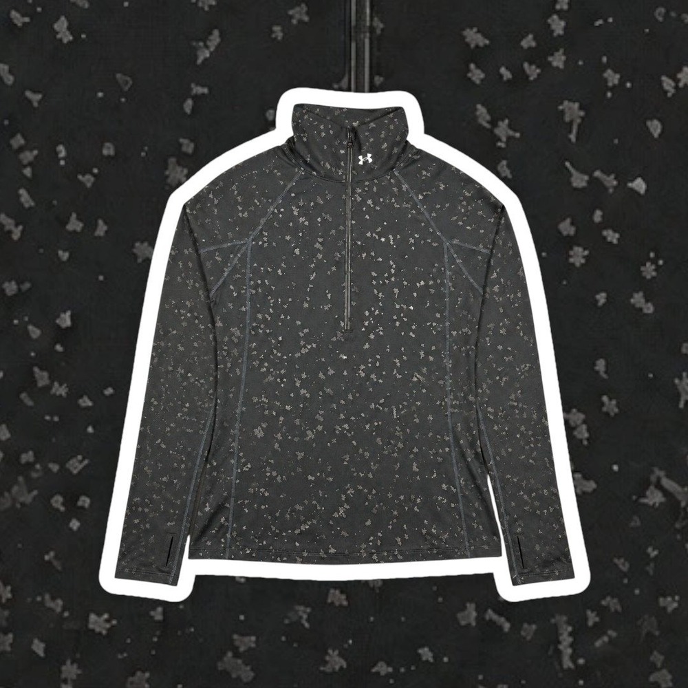 Under Armour‎ ColdGear Infrared Grid Fleece 1/2 Zip Pullover L Black Geometric
